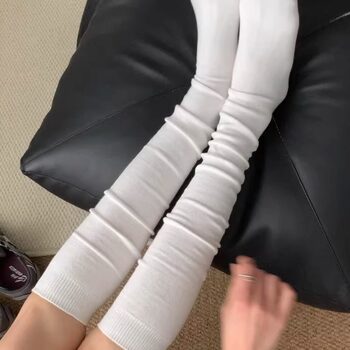 White Ballet-Style Socks for Women, Summer Thin Calf Socks, Leg-Shaping Long Jk Socks, Miu-Style Slouch Socks