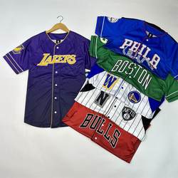 23 styles of American basketball and baseball single-breasted button cardigans, gradient quick-drying mesh embroidery, hip-hop, large size, loose T trend