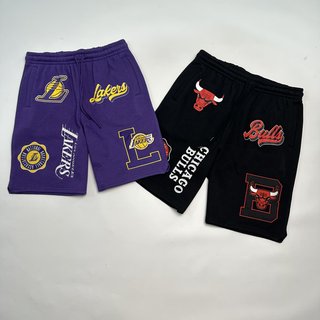 秋季新品 男士球队加绒直筒五分裤万针刺绣+印花队标超级大码短裤