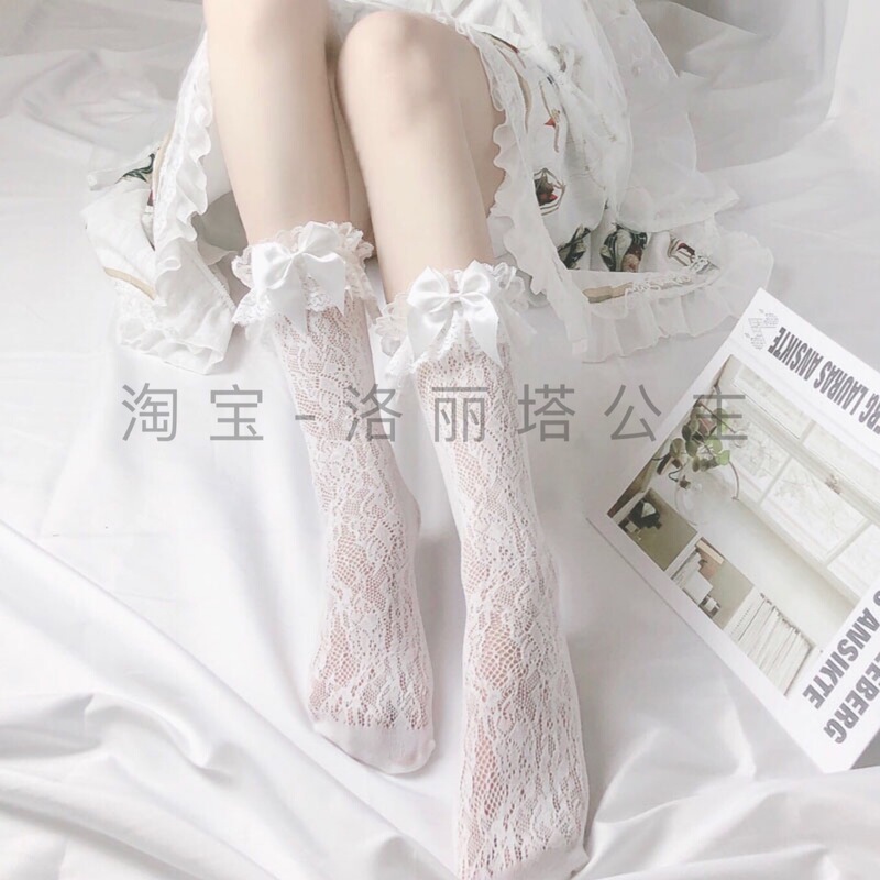 Japanese Lolita Lace Socks Jk Soft Girl Calf Socks Cute Female Student Mid-Calf Socks Summer Thin Style