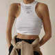 H family American street threaded knitted elastic racer vest for women ins navel-baring short slim slim fitness top
