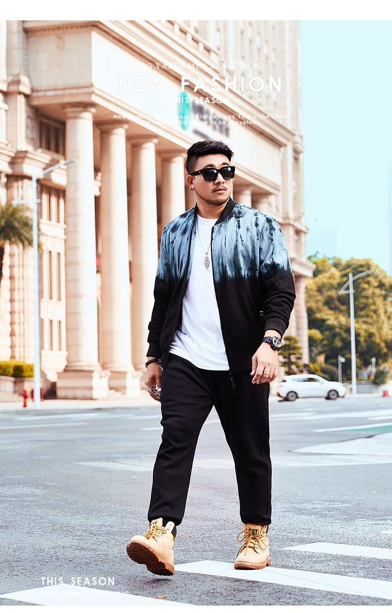 Áo khoác bóng chày nam Kích thước lớn Áo khoác Gradient Cộng với phân bón Tăng mùa thu Áo mỏng mỏng áo bomber nam