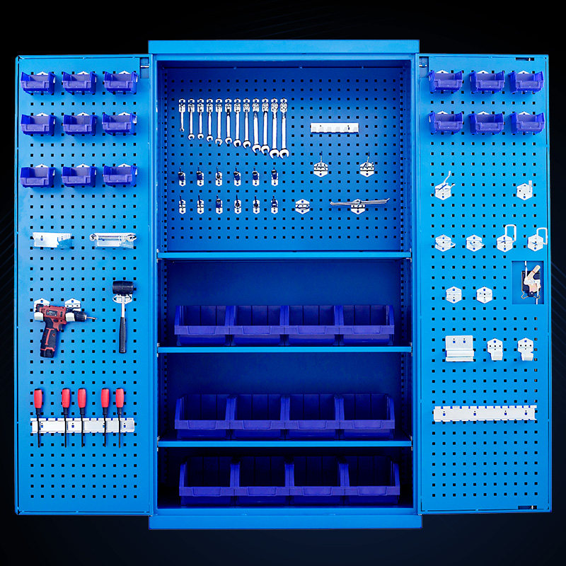 Heavy duty tool cabinet factory workshop auto repair steel double door iron metal safety storage box industrial grade
