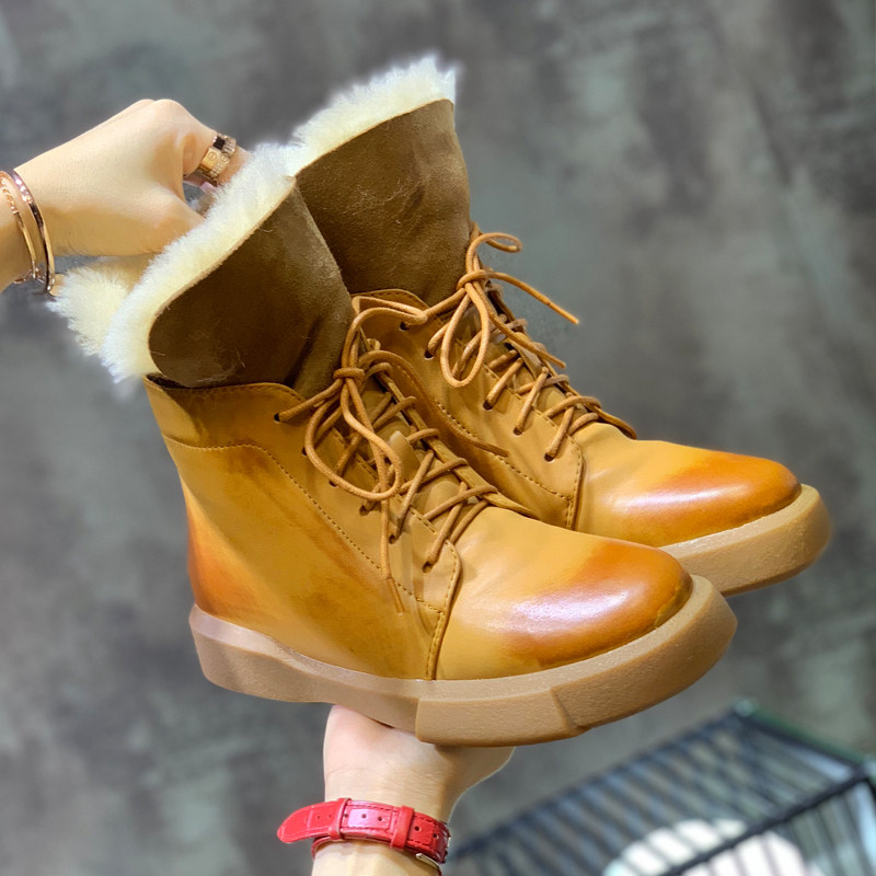 Clearance snow boots sheep fur integrated high tube