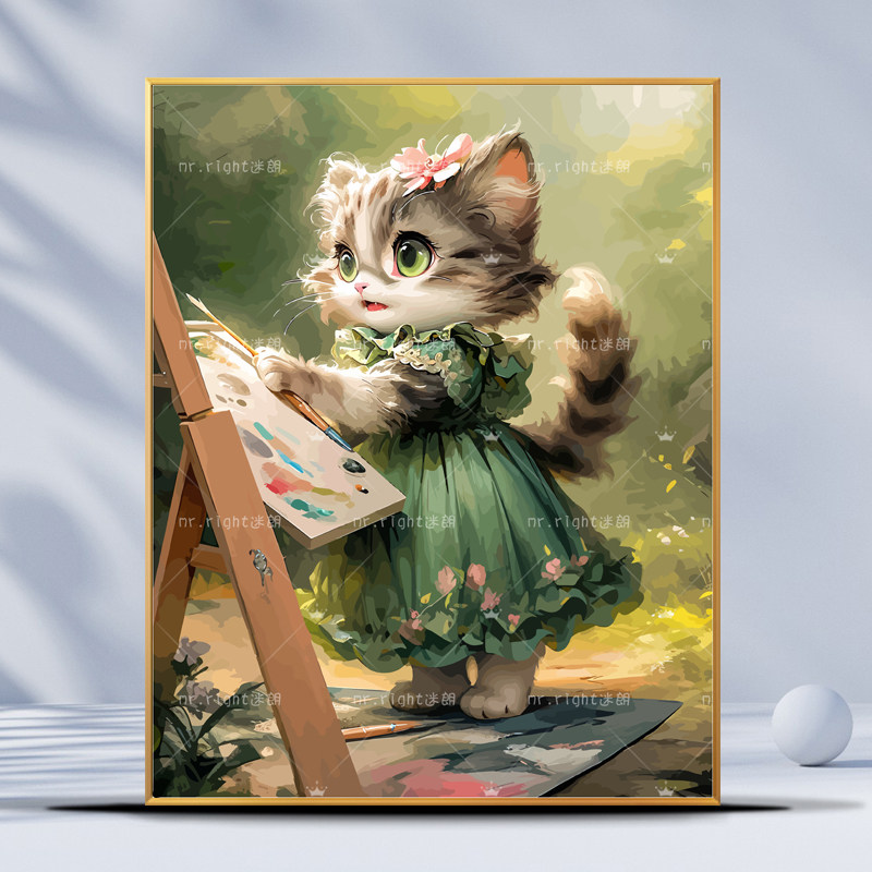 瓦妮莎数字油画填色画可DIY手工猫咪油画作品-Taobao-Tmall