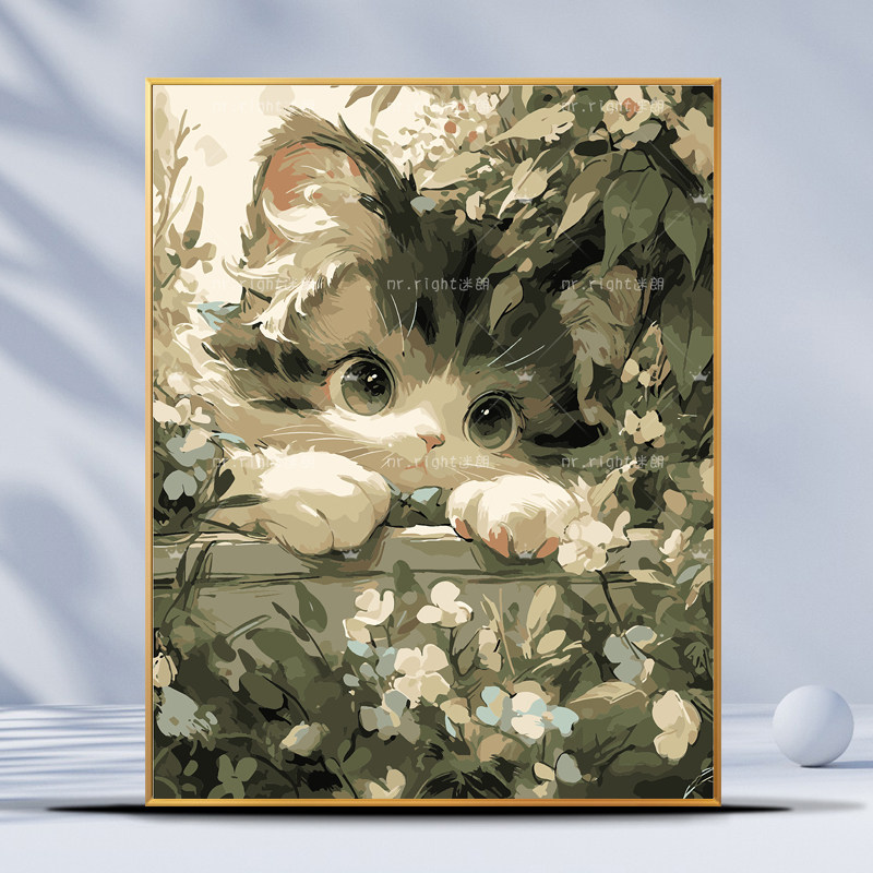 瓦妮莎数字油画填色画可DIY手工猫咪油画作品-Taobao-Tmall