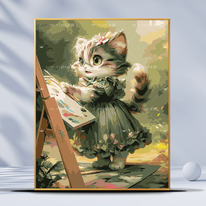 瓦妮莎数字油画填色画可DIY手工猫咪油画作品-Taobao-Tmall