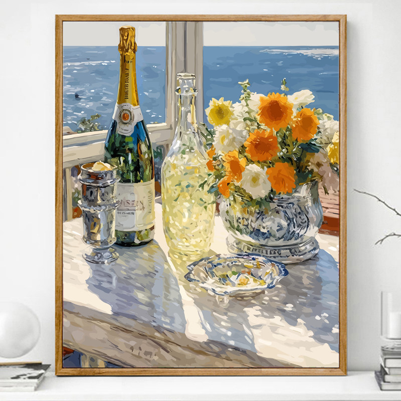 Приморский напиток высококачественная цифровая масляная живопись diy filling painting coloring 2024 новая акриловая масляная живопись ручной работы Изображение 1