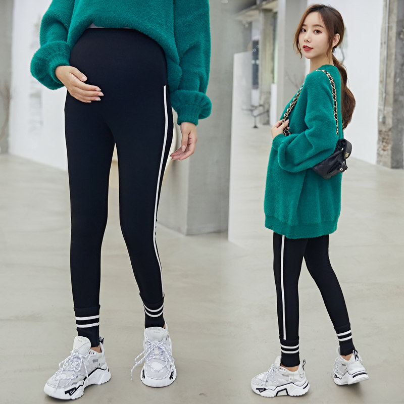 Pregnant women wear 2021 new autumn belly pants fashion stretch small foot long pants slim