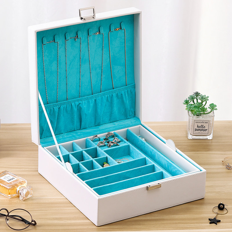 Double large capacity jewelry box high-grade exquisite Net red storage box hand jewelry box earrings necklace ring hair accessories