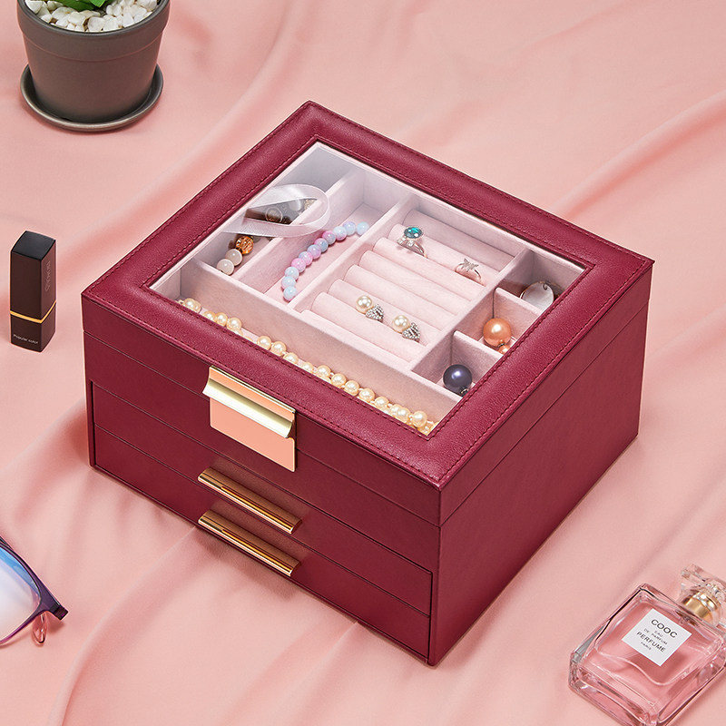 Globalka Global Jewelry Box High-end Light Luxury Network Red Accessories Mass Capacity Collection Box Married