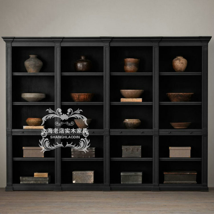 American Countryside Solid Wood Dining Side Cabinet Neoclassical Retro Doing Old Array Cabinet Living Room Oak Bookcase Display Case Custom