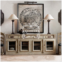 Spot American solid wood TV cabinet simple modern retro old floor cabinet living room can be customized