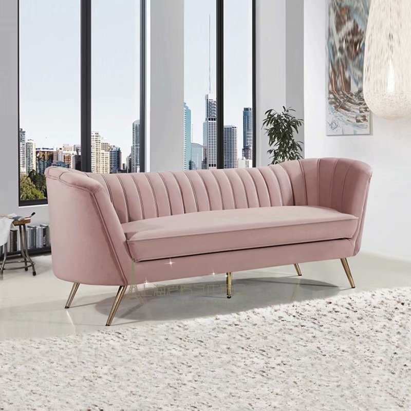 Minimalist modern sample house leather art casual sofa washable Fashion Stainless Steel Clubhouse Negotiate Trio Sofa-Taobao