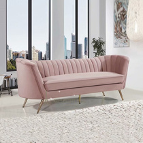 Simple modern model room leather art leisure sofa detachable and washable fashion stainless steel club negotiation three-person sofa