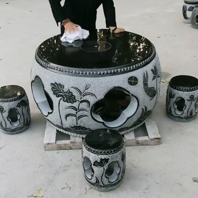 Table Stone stool Garden garden stone table Chair stool Antique round table Marble outdoor stone table Household ornaments