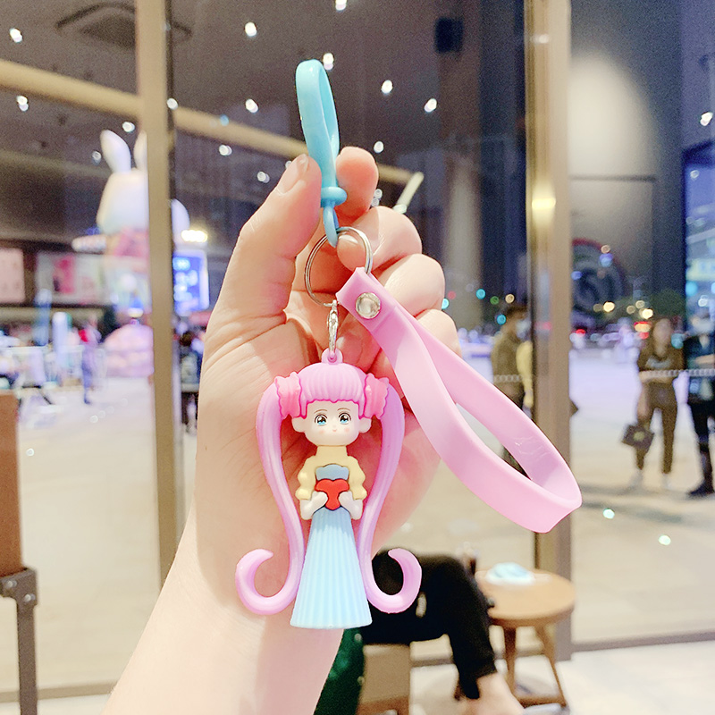 Camel & Purple Skirt, Beautiful Girl, Purple Ropea bag Doll Key buckle Pendant female lovers lovely ins originality Ring Internet celebrity automobile Key chain Small Pendant