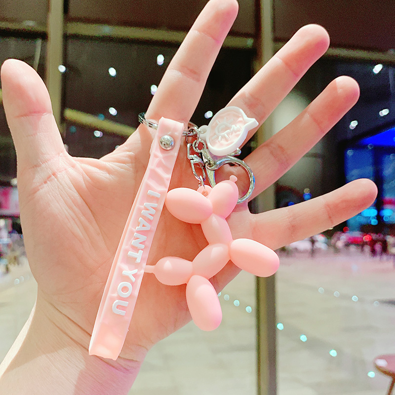 Blue & Balloon Dog - Pinka bag Doll Key buckle Pendant female lovers lovely ins originality Ring Internet celebrity automobile Key chain Small Pendant