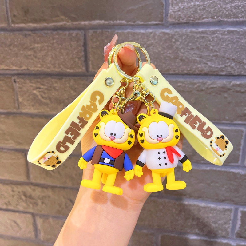 Cute for changing clothes Garfy cat key button small paparazzi bag hanging decoration key chain doll girl girl doll cartoon pendant-Taobao