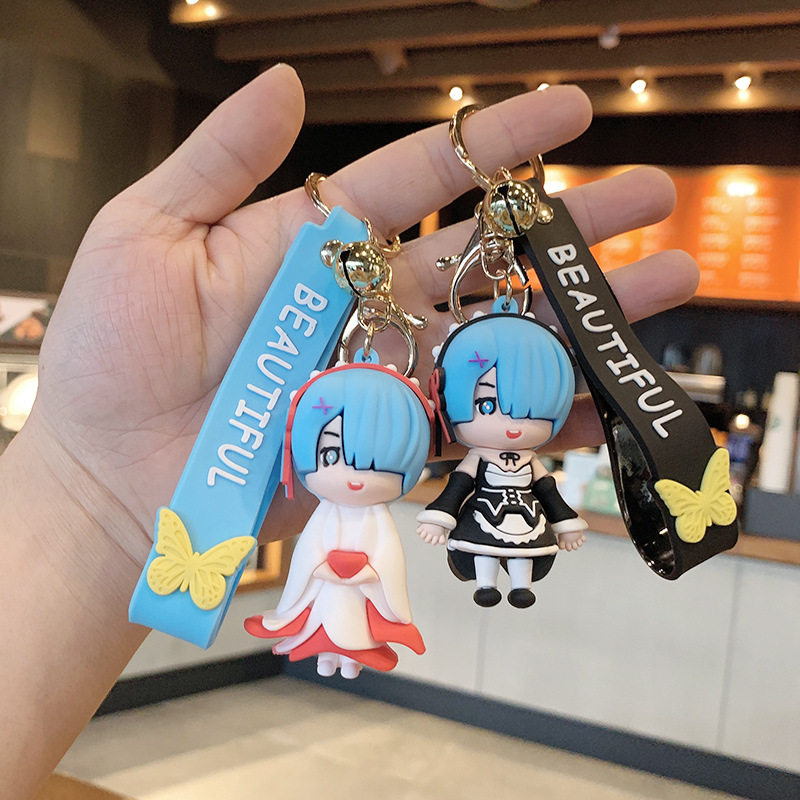 Couple ladies cartoon cute creative personality car key chain pendant bag hanging decoration girl drop glue key button