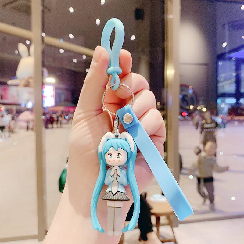 Design And Color & Blue Hair, Beautiful Girl, Blue Ropea bag Doll Key buckle Pendant female lovers lovely ins originality Ring Internet celebrity automobile Key chain Small Pendant