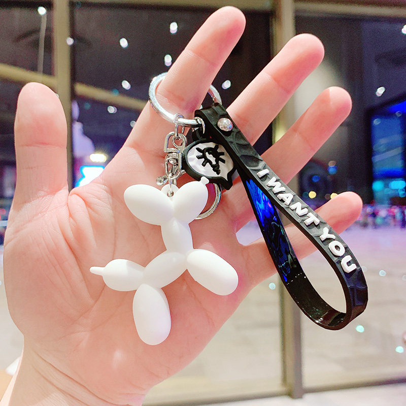 Blue & Balloon Dog - Whitea bag Doll Key buckle Pendant female lovers lovely ins originality Ring Internet celebrity automobile Key chain Small Pendant