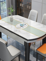 Tapi table ovale anti-huile imperméable et sans combustion pvc table ronde en verre souple coussin de table ronde pliable en tissu