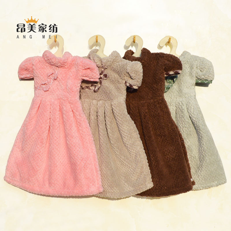 Cheongsam Cartoon Princess Dress Hand Towel Bathroom Kitchen Hanging Hand Towel Cute Little Clothes Handkerchief Hand Towel