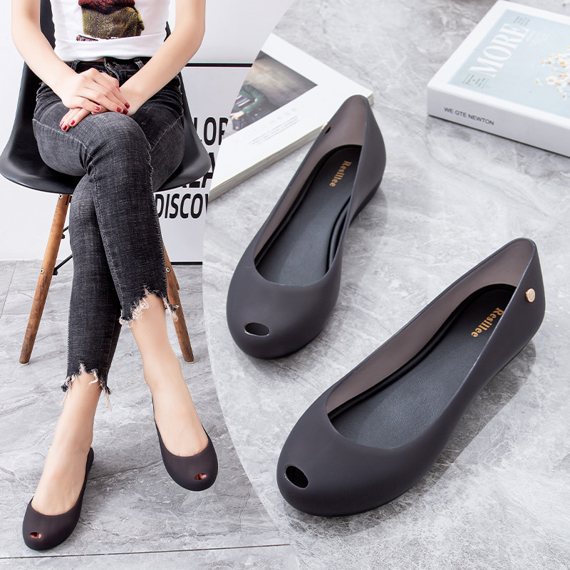 Inside heightening transparent jelly women sandals anti-slip and breathable female type rubber rain shoes thick bottom Four Seasons fashion waterproof single shoes