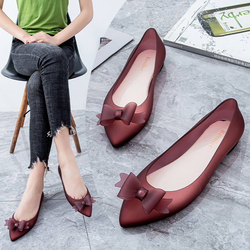 2021 new jelly shoes ladies rain boots non-slip pointed toe flat plastic women's shoes summer fashion waterproof rain boots