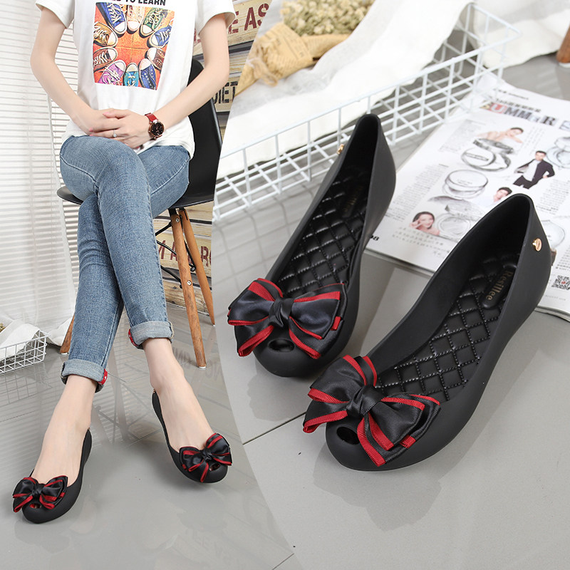 2020 summer new women's waterproof female rubber shoes outer wear flat bottom non-slip water shoes fish mouth breathable rain boots jelly shoes