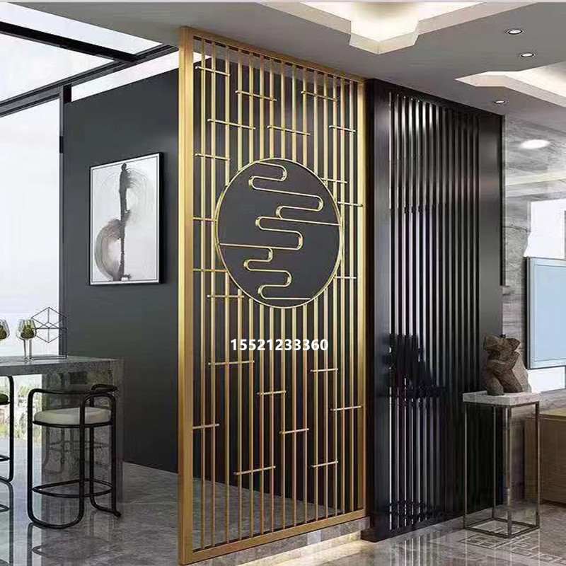 Rose gold stainless steel screen windy luxury rose aluminum alloy carvings red bronze champagne seating room hollow