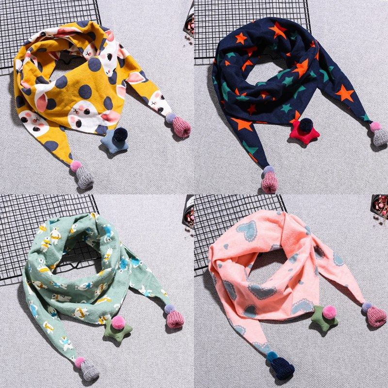 Autumn-winter children scarf cotton linen baby triangular towel male and female child cute winter thickened warm baby scarf Korean version