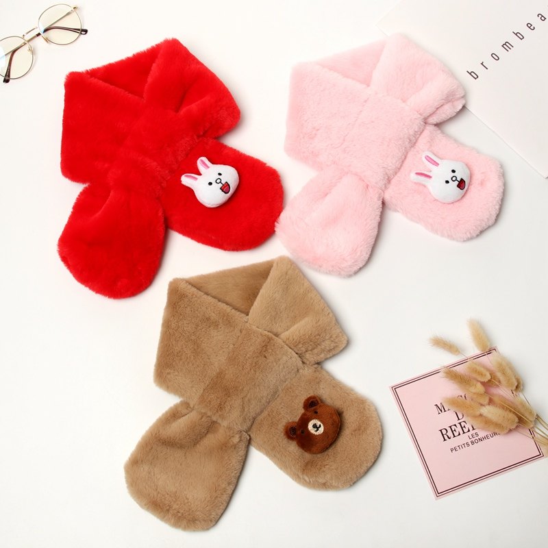 New children scarf autumn winter boy girl plush toddler scarf winter thickened warm and cute baby scarf