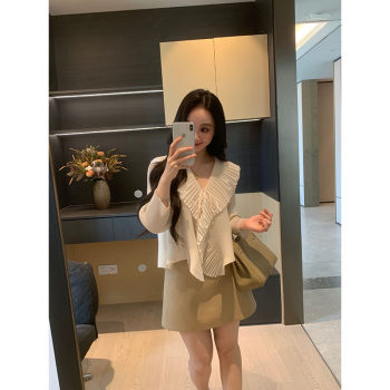 Xinyi soft light filter summer summer heavy-duty lotus leaf collar pleated shirt for women to look slim and versatile x626x05101