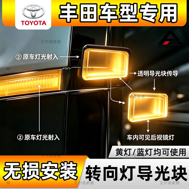 Toyota Granvia Special Car Rearview Mirror Small Blue Light Guide Block Intelligent Driving Turn Signal Light Guide Strip