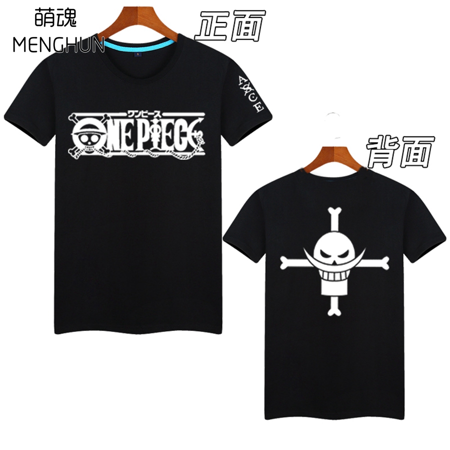 One piece Ace logo Hymie white beard three-sided printing personality trend pure cotton T-shirt AC1045