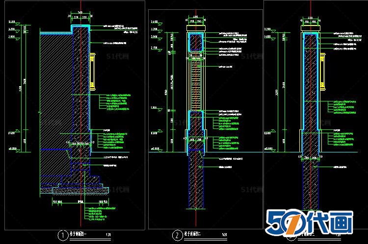 T321小区中式围墙围栏大门入口栏杆栅栏通用图节点详图SU...-17