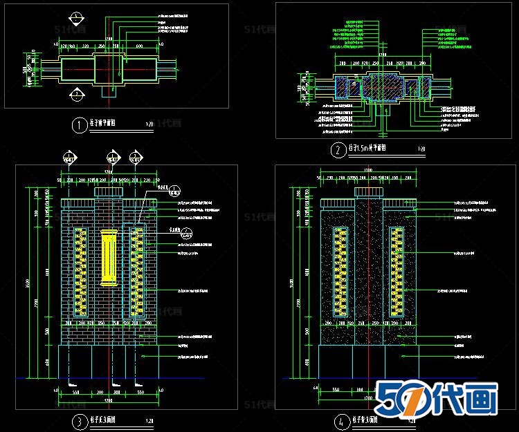 T321小区中式围墙围栏大门入口栏杆栅栏通用图节点详图SU...-13