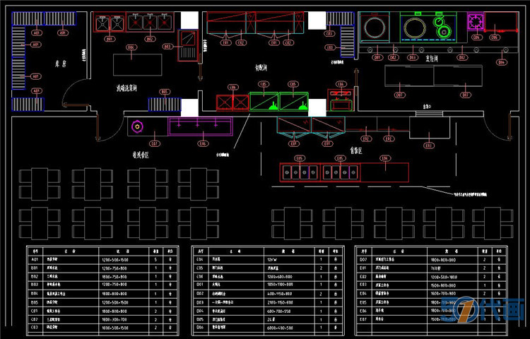 T224餐厅厨房商用设备平面布置图酒店食堂后厨设计CAD施工...-10