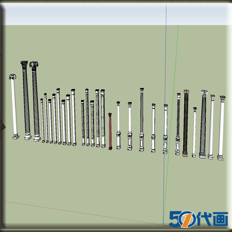 T2057 SU欧式罗马柱子门框模型组件SketchUp草图大师室内建筑...-6