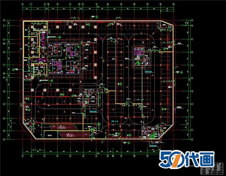 T1696 53层超高层玻璃幕墙企业办公楼CAD全套建筑结构风水电...-7