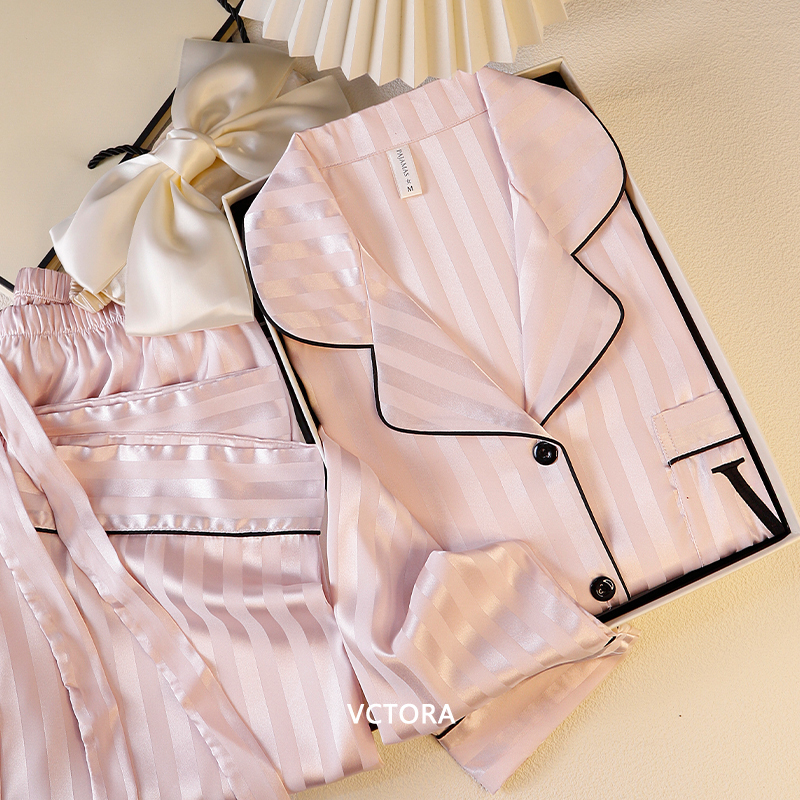 Victoria【Vctora】Silk Pajamas for Women, Spring, Summer and Autum, a Light Luxury Birthday Gift for Your Girlfriend or Best Friend Victoria【Vctora】Silk Pajamas for Women, Spring, Summer and Autum, a Light Luxury Birthday Gift for Your Girlfriend or Best Friend