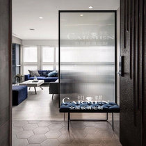 Simple modern art glass partition Stainless steel aluminum alloy Wrought iron brake embossed tempered glass screen customization
