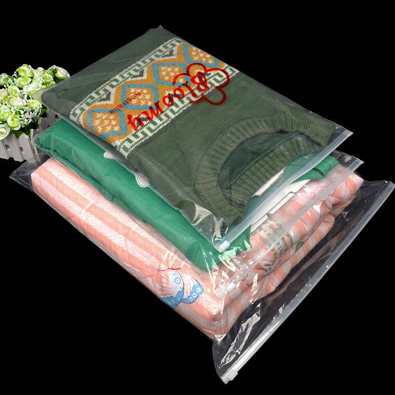 Clothing zipper bag plastic bag thickened sealed storage bag clip chain ziplock bag custom printing 50 bundles