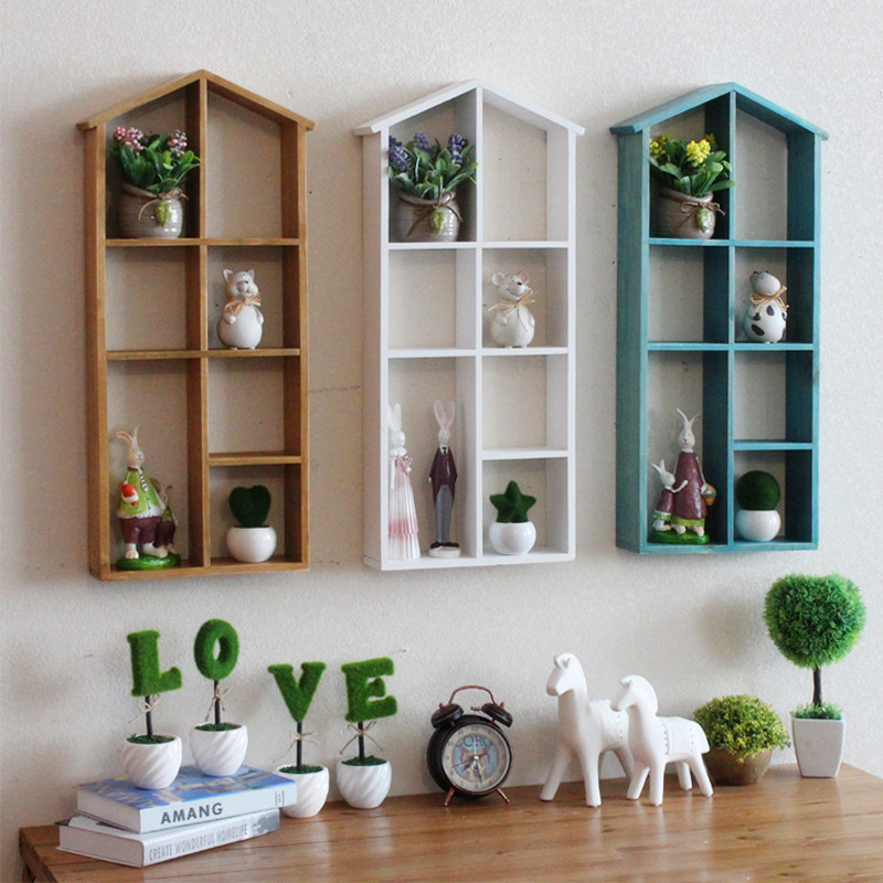 American wall shelf solid wood wall collection wall hanging wall decoration wall decoration