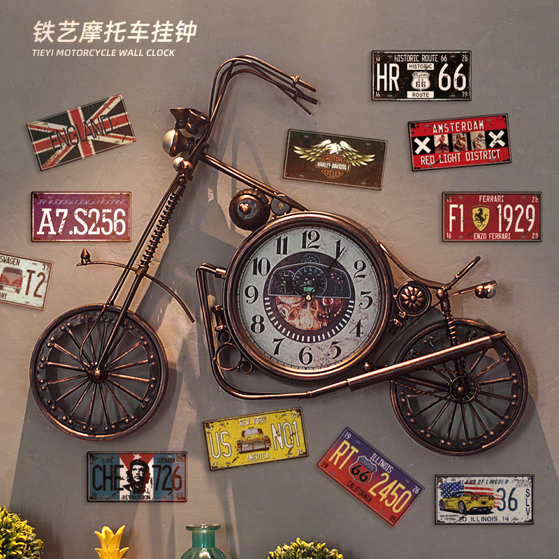 American-Style Wrought Iron Motorcycle Harley Wall Clock, Industrial Style, Internet Cafe, Clothing Store, Creative Wall Decoration Clock American-Style Wrought Iron Motorcycle Harley Wall Clock, Industrial Style, Internet Cafe, Clothing Store, Creative Wall Decoration Clock