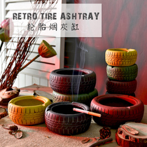 Retro cement tire ashtray furnishings living room office coffee table desktop furnishings handicrafts home decorations