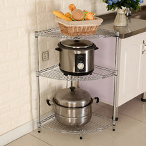 Kitchen shelf corner pan storage zheng li jia fan-shaped multilayer qiang jiao jia stainless steel color triangle shelf