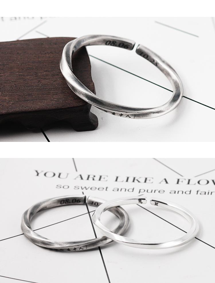 S999 handmade vòng tay bạc sterling nam và nữ Mobius rắn bạc vòng đeo tay Viking chiến đấu vòng tay chữ retro với giấy chứng nhận vòng tay pandora pnj